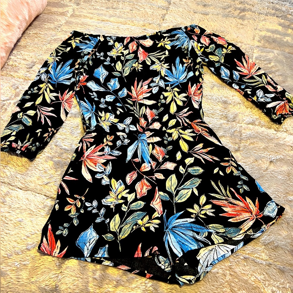 LOVE ADY Off the Shoulder Tropical Floral Romper